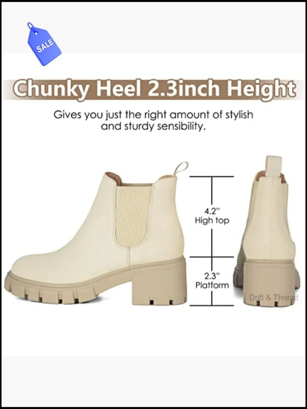 Women's Chelsea Ankle Boots Block Heel Side Elastic Gore Slip On Round Toe